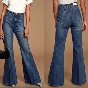Neon Blonde Kiki Sky High Rise Flare Jeans Size 25 Medium Wash Retro Boho Y2K
